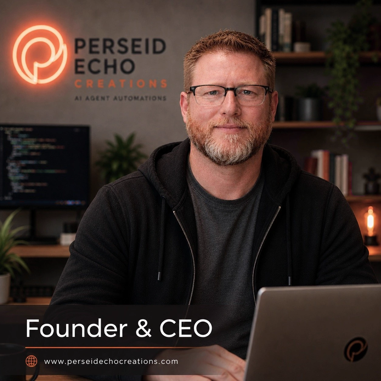 Bryan Piard at his desk in Renton, Washington.